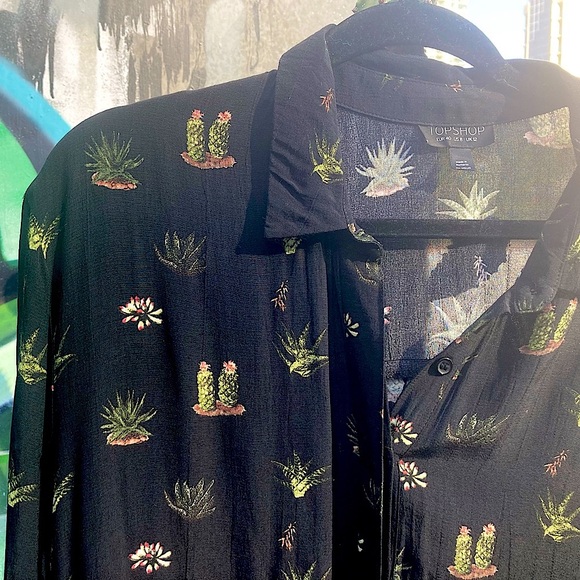 TOPSHOP CACTUS PRINT SHIRT DRESS - Picture 7 of 16